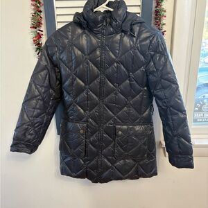 Fiocci Italy Girls Reversible M Navy Quilted Puffer Jacket